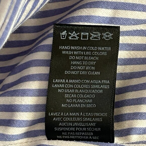 Bebe Poplin Off Shoulder Blue White Striped Top 2 Cotton Nautical Date Night Bea - Picture 11 of 11